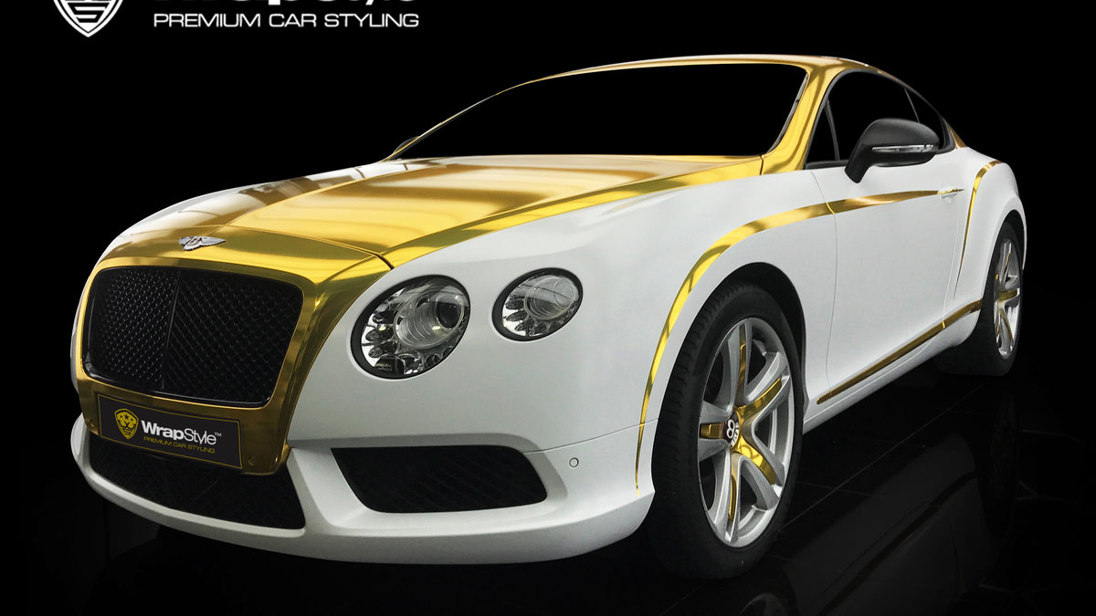 Bentley Continental GT - White Matt and Gold Chrome wrap - img 1