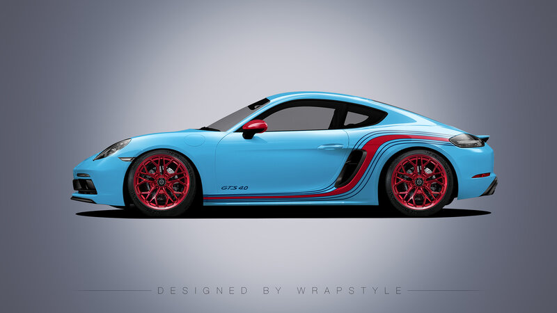 Porsche Cayman - Martini Stripes Design